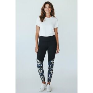 Shape Activewear Luau Hi Rise Legging Black Camo Mesh Women L Sculpting Yoga NEW